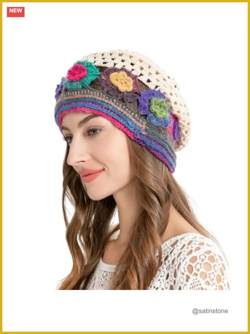 Women Cotton Crochet Slouchy Beanie Hat Handmade Knit Skull Cap Summer
